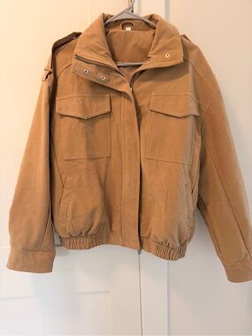 Tan Utility Bomber Jacket